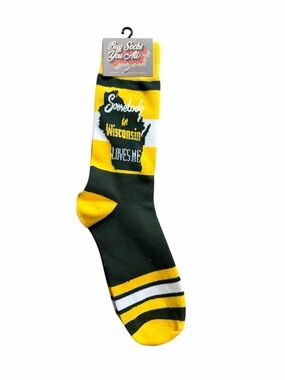 Buy Socks You All! Men's Somebody In Wisconsin‎ Loves Me Crew Socks One Size